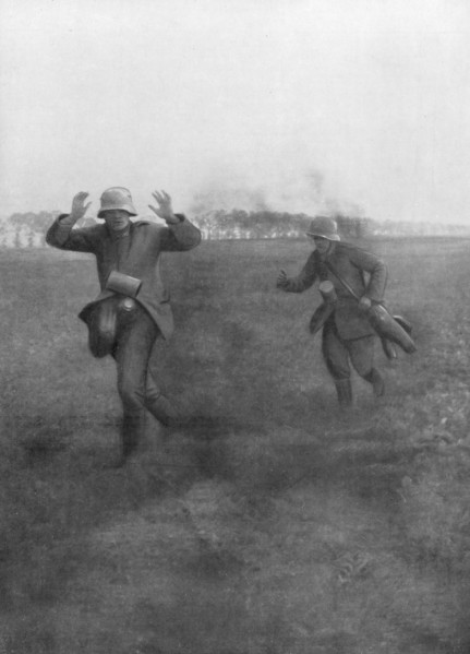 German soldiers surrendering near Vierzy, south of Soissons, 18 July 1918. Artist: Unknown