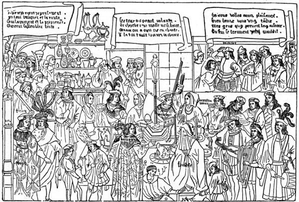 A banquet, late 15th century, (1910). Artist: Unknown