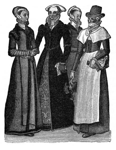 Costumes of town and country women, 16th century, (1910). Artist: Unknown