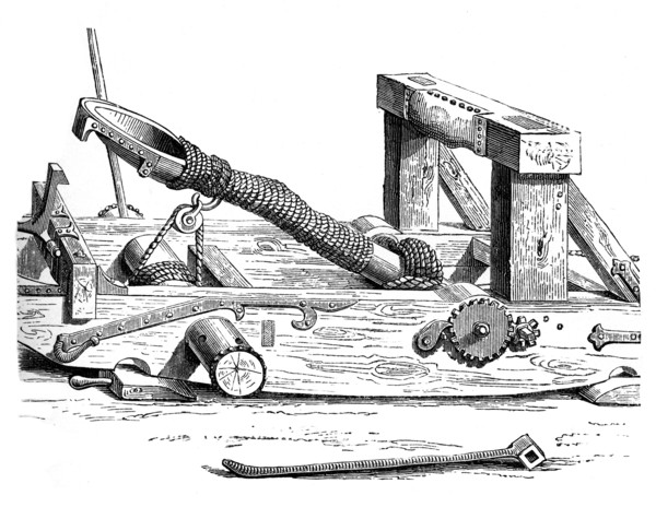 Mangonel, an engine of war in the 15th century, (1870). Artist: Unknown