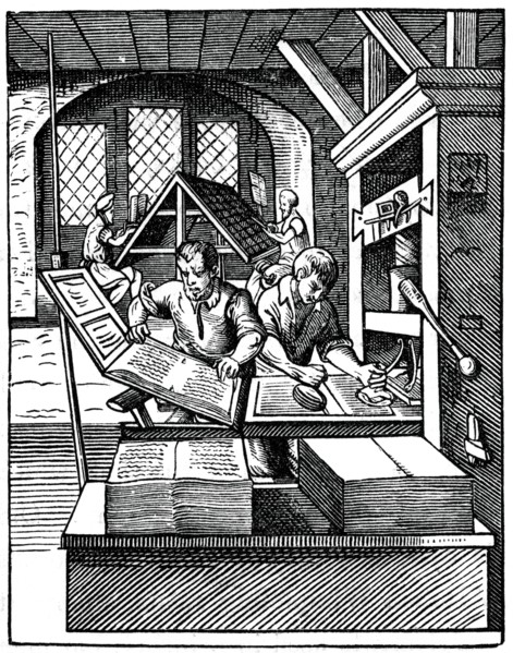 'Printing Workshop', 16th century, (1870).Artist: Jost Amman