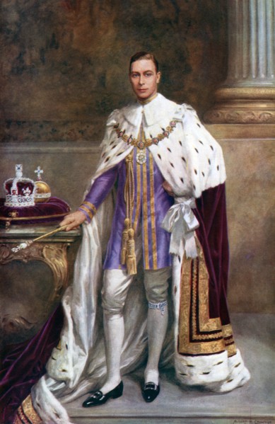 King George VI in coronation robes, 1937.Artist: Albert Henry Collings