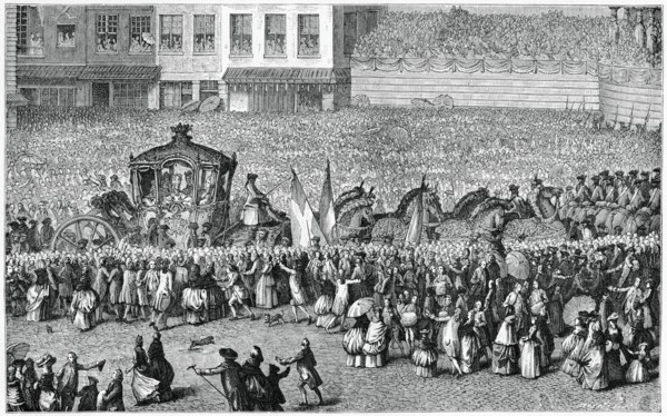 Horse-Drawn Carriage in a Parade, 1782, (1885).Artist: Moreau