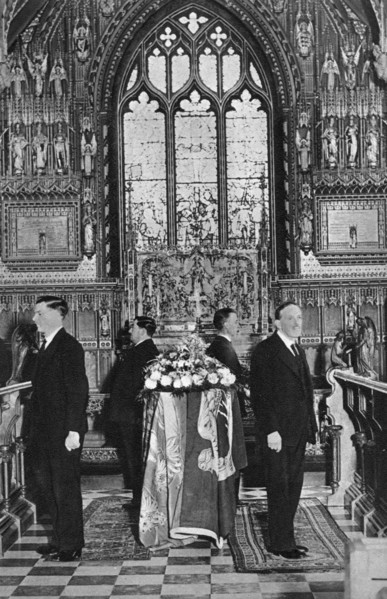 King George V lying in state, Church of St Mary Magdalene, Sandringham, Norfolk, January 1936. Artist: Unknown