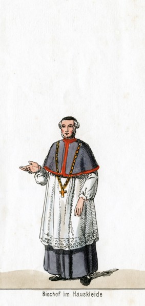 Bishop in house dress, costume design for Shakespeare's play, Henry VIII, 19th century. Artist: Unknown