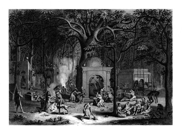 'Hindu Fakirs practicing their superstitious rites', 19th century. Artist: Bell