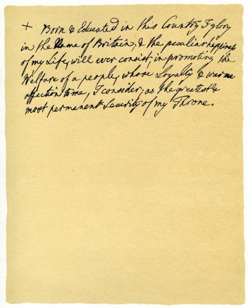 Paragraph written by George III for insertion in a speech, 1760.Artist: King George III