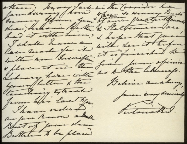 Letter from Queen Victoria to Mary Augusta Gordon, Windsor Castle, 16th March 1885. Artist: Queen Victoria