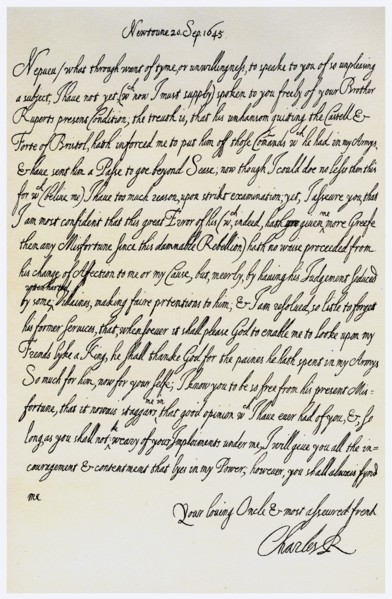 Letter from Charles I to his nephew, Prince Maurice, 20th September 1645. Artist: King Charles I