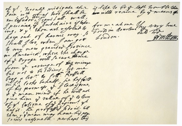 Letter from William Penn to Colonel Henry Sydney, 29th March 1681.Artist: William Penn