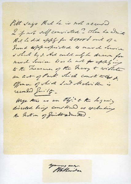 Notes for a a speech by Richard Brinsley Sheridan, 30th April 1805.Artist: Richard Sheridan