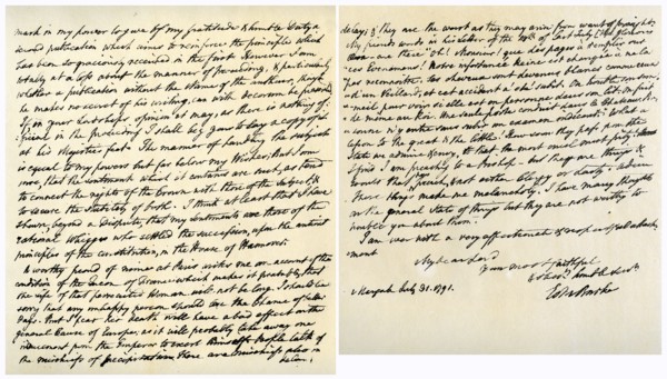 Letter from Edmund Burke to John Douglas, 31st July 1791.Artist: Edmund Burke