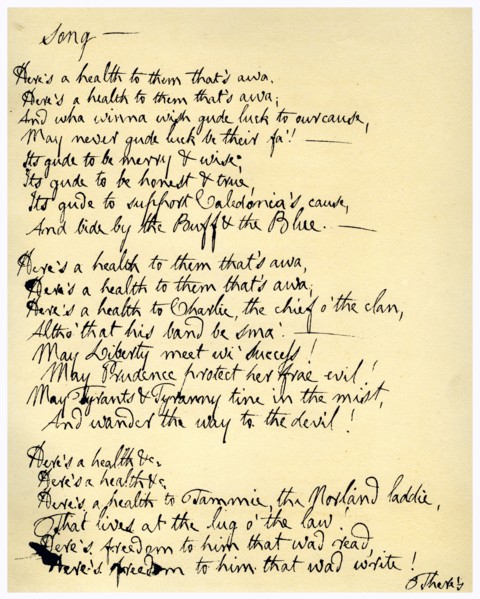 Here's a health to them that's awa, c1792.Artist: Robert Burns