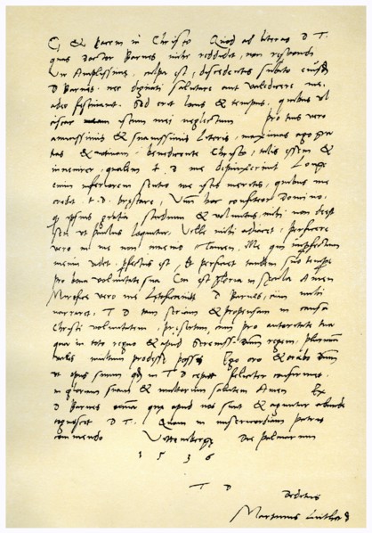 Letter from Martin Luther to Thomas Cromwell, 9th April 1536. Artist: Martin Luther