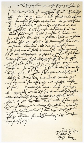 Letter from John Knox to Sir Nicholas Throgmorton, 6th August 1561.Artist: John Knox