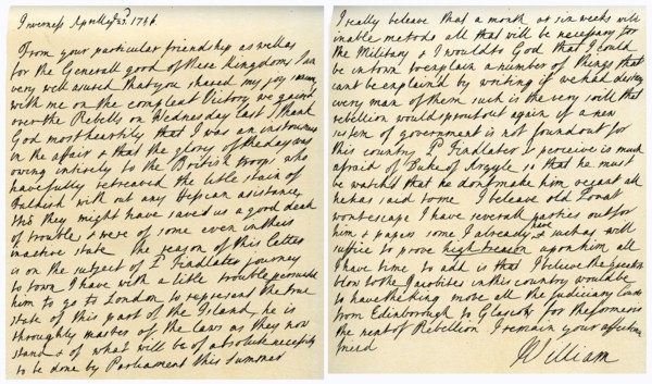 Letter from William Augustus to Thomas Pelham-Holles, 23rd April 1746.Artist: William Augustus Cumberland