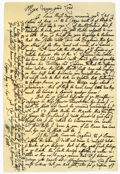 Letter from William Laud, Archbishop of Canterbury to Edward Conway, 14th August 1640.Artist: William Laud