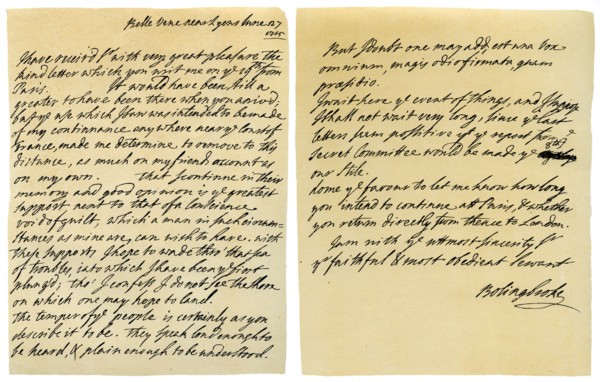 Letter from Henry St John to George Clarke, 27th June 1715.Artist: Henry St John, 1st Viscount Bolingbroke