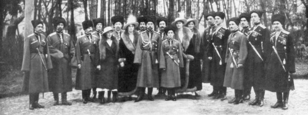 Tsar Nicholas II of Russia and his family before abdication, 1917. Artist: Unknown