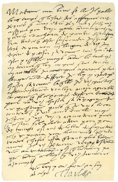 Letter from Emperor Charles V of Spain to Queen Mary of England, 1555.Artist: Emperor Charles V