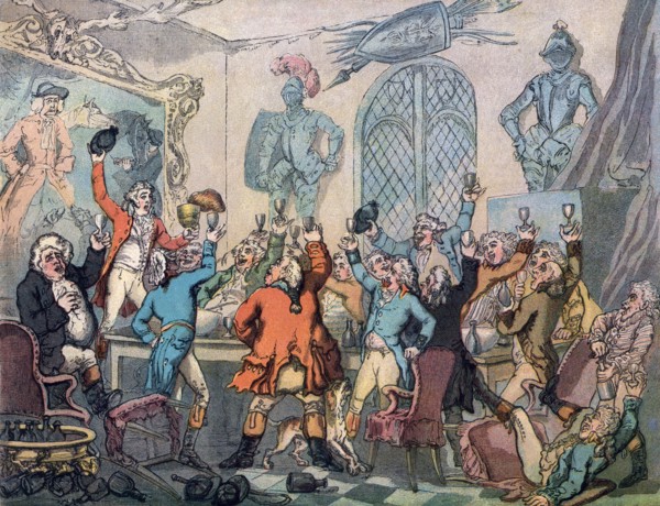 The Dinner, Humours of Fox Hunting, 1799.Artist: Thomas Rowlandson