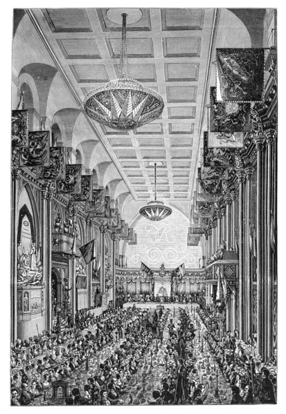 Banquet for the Queen at the Guildhall, London, 1837, (1900). Artist: Unknown