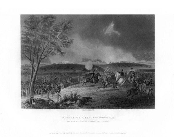 Battle of Chancellorsville, fought from April 30th to May 6th, 1863 (1862-1867).Artist: John R Chapin