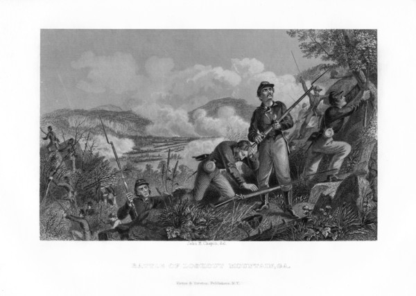 The Battle of Lookout Mountain, Tennessee, 24 November 1863 (1862-1867).Artist: John R Chapin