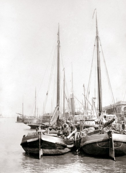Canal boats, Rotterdam, 1898.Artist: James Batkin