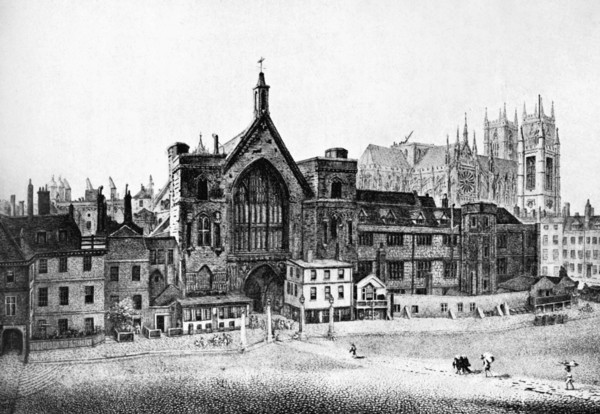 New Palace Yard, Westminster, in the 18th century, c1905. Artist: Unknown