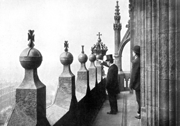 Gallery above the clock face, Big Ben, Palace of Westminster, London, c1905. Artist: Unknown