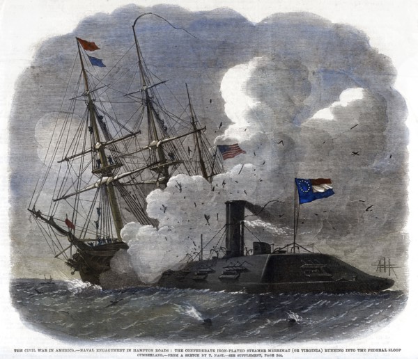 'The Civil War in America - Naval Engagement in Hampton Roads...', 1862. Artist: Unknown