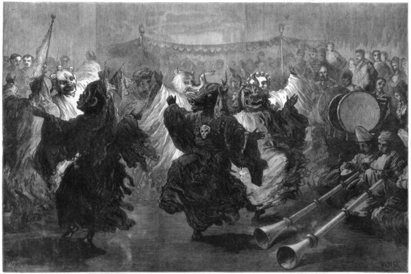 'Lama dance at Jummoo, performed before the Prince of Wales', 1876. Artist: Unknown