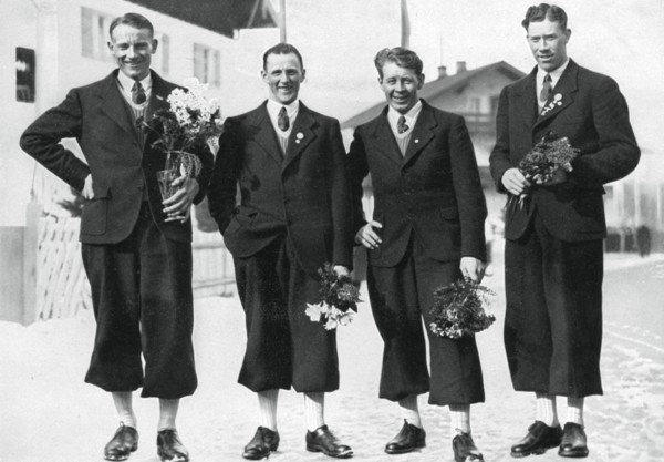 Swedish cross-country ski team, Winter Olympic Games, Garmisch-Partenkirchen, Germany, 1936. Artist: Unknown