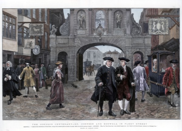 Dr Johnson and Boswell in Fleet Street, (1884).Artist: Charles Green