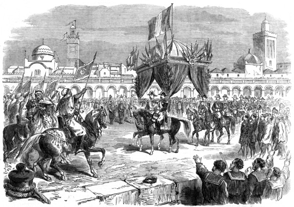 Reception of the Emperor of France on the quay at Algiers, 1865. Artist: Unknown