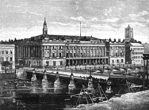 The Exchange and Frederick's Bridge, Berlin, 1900. Artist: Unknown