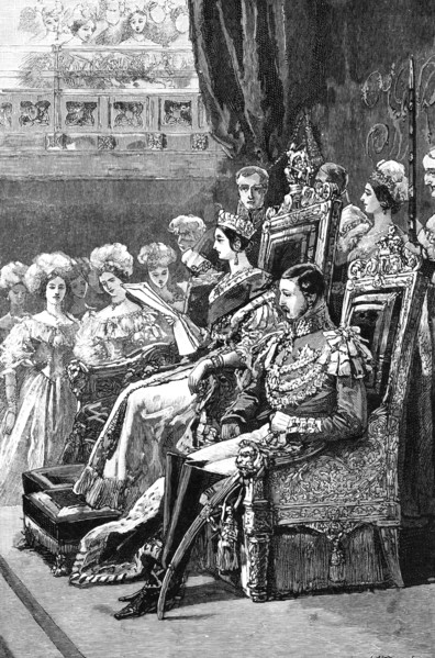 The Queen opening Parliament, 1846, (1900). Artist: Unknown