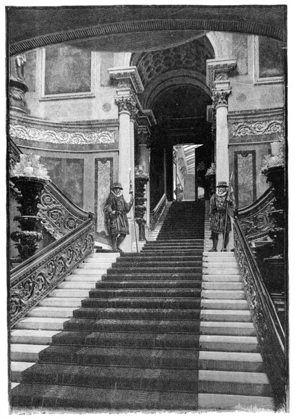 The Grand Staircase, Buckingham Palace, London, 1900. Artist: Unknown