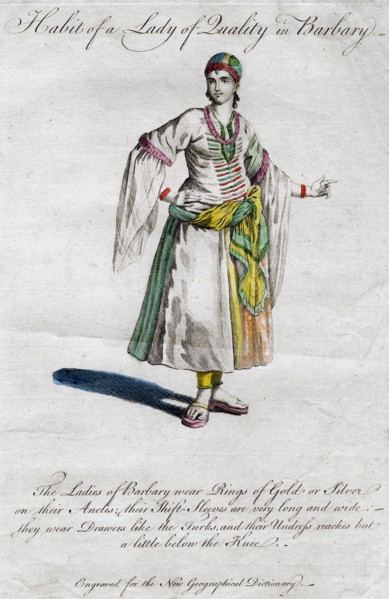 'Habit of a Lady of Quality in Barbary', 18th-19th century. Artist: Unknown