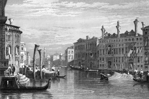 Mocenigo Palace, Venice, 19th century.Artist: R Wallis