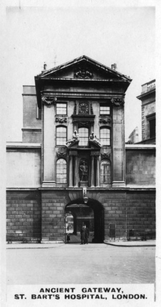 'Ancient Gateway, St Bart's Hospital, London', c1920s. Artist: Unknown