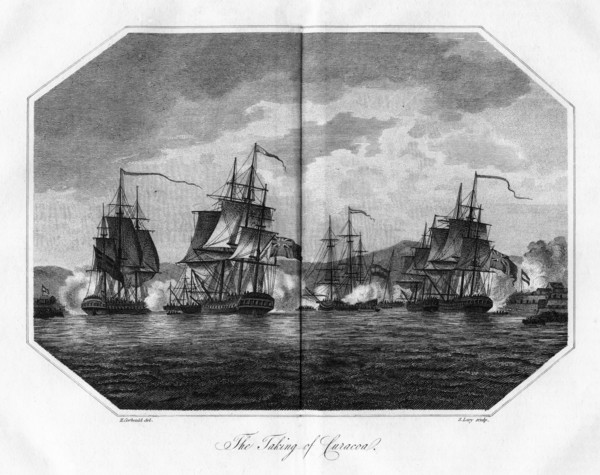 'The Taking of Curaçao', 1811.Artist: S Lacy