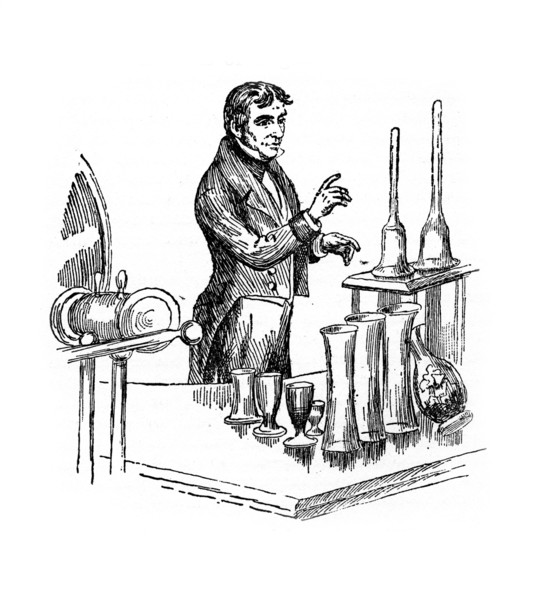 Michael Faraday lecturing at the Royal Institution, London, 1835 (20th century). Artist: Unknown