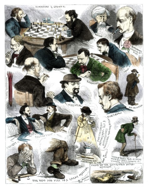 Sketches at the International Chess Tournament, May 5, 1883.Artist: Corbould