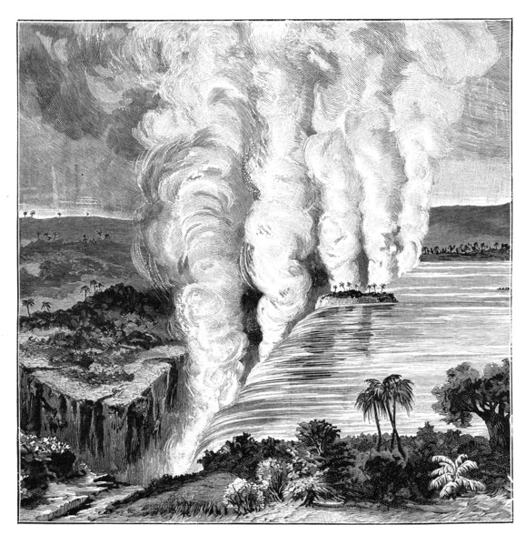 Victoria Falls of the Zambezi River, on the border between Zambia and Zimbabwe, 1900. Artist: Unknown