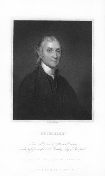 Joseph Priestley, English chemist and Presbyterian minister, (1836).Artist: W Holl