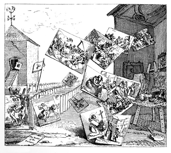 'The Battle of the Pictures', 1745.Artist: William Hogarth