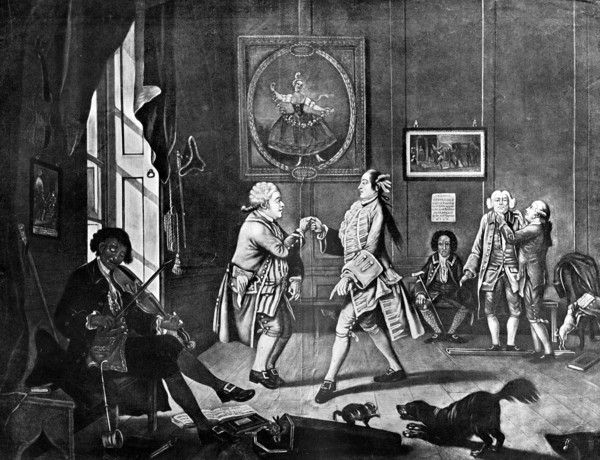 'Grown Gentlemen Taught to Dance', 1768.Artist: B Clowes