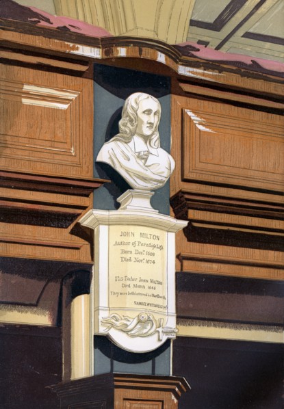 John Milton's monument, St Giles's Church, Cripplegate, London, c1850. Artist: Unknown